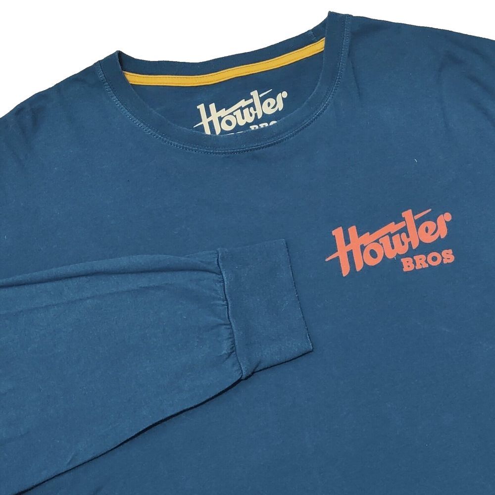 Howler Bros T-Shirt Mens Extra Large (XL) Blue Long Sleeve T Crew Neck Spell Out
